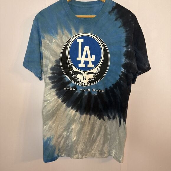 Grateful Dead T Shirt‎ LA Dodgers Steal Your Base Tie Dye Liquid Blue Size Med - Picture 2 of 7